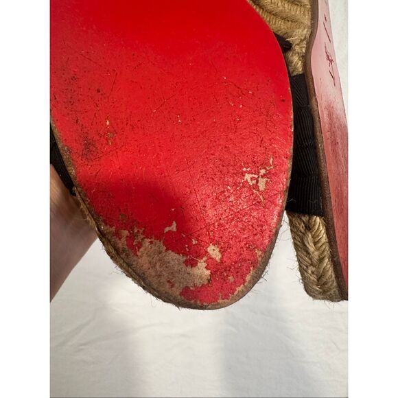 Christian LOUBOUTIN Black Cloth Espadrilles Wedges, Size 40 (10 US) - Picture 7 of 12